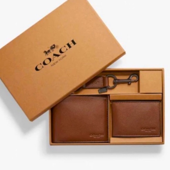 NWT Coach Men’s Brown Wallet Gift set - Picture 2 of 7